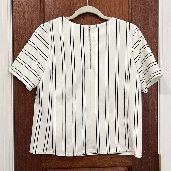 Melloday Striped Short Sleeve Top - Black and White - Picture 2 of 5